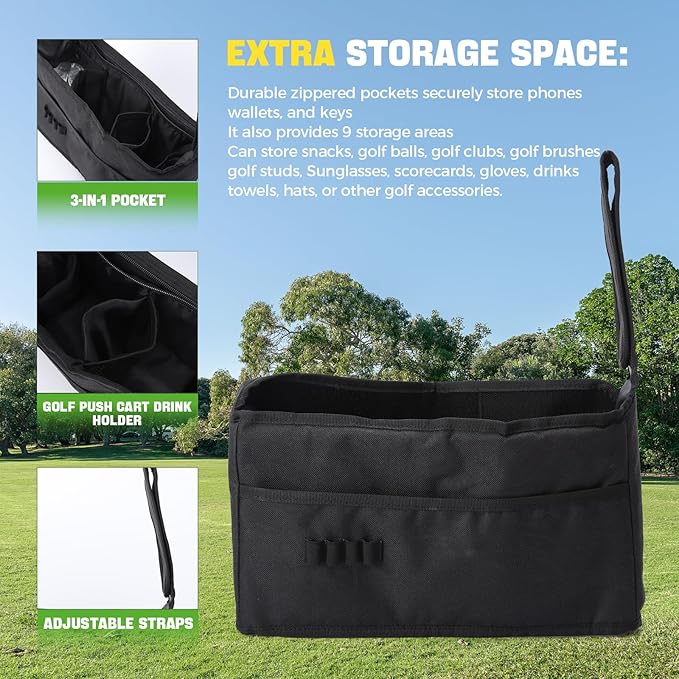 Lightweight Foldable Golf Bags for Men， with Adjustable Drink Holder Strap for Golf Cart and Baby Stroller