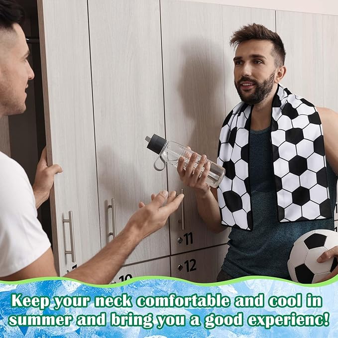 FuWeave 24 Pack Soccer Cooling Towel 40 x 12 Inch Breathable Sport Cooling Towel Microfiber Fast Drying Team Gifts for Athletes Yoga Gym Camping Running(Soccer)