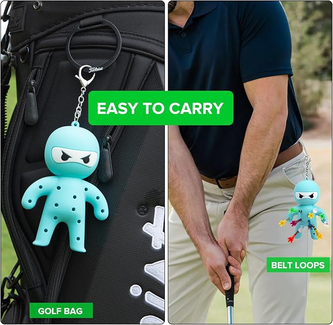 Golf Tee Holder, Ninja Portable Funny Golf Tees Holder Keychain Golf Gift Golf Accessories for Men & Women