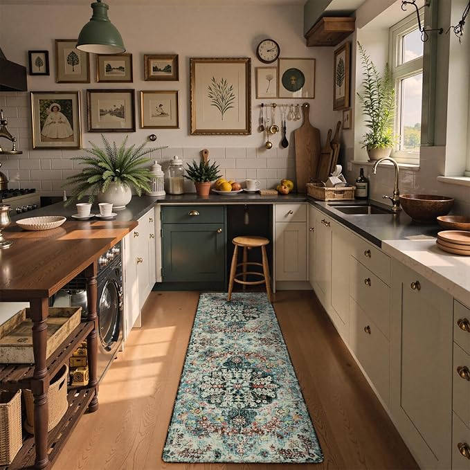 Lahome Bohemian Floral 2'8" x 8' Washable Hallway Runner Rug, Non Slip Kitchen - Image 3