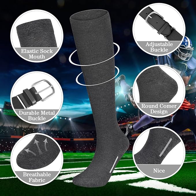 Haysandy Baseball or Softball Sock and Belt Combo Set 3 Football Baseball Socks with Softball Belt for Youth Boys Kids