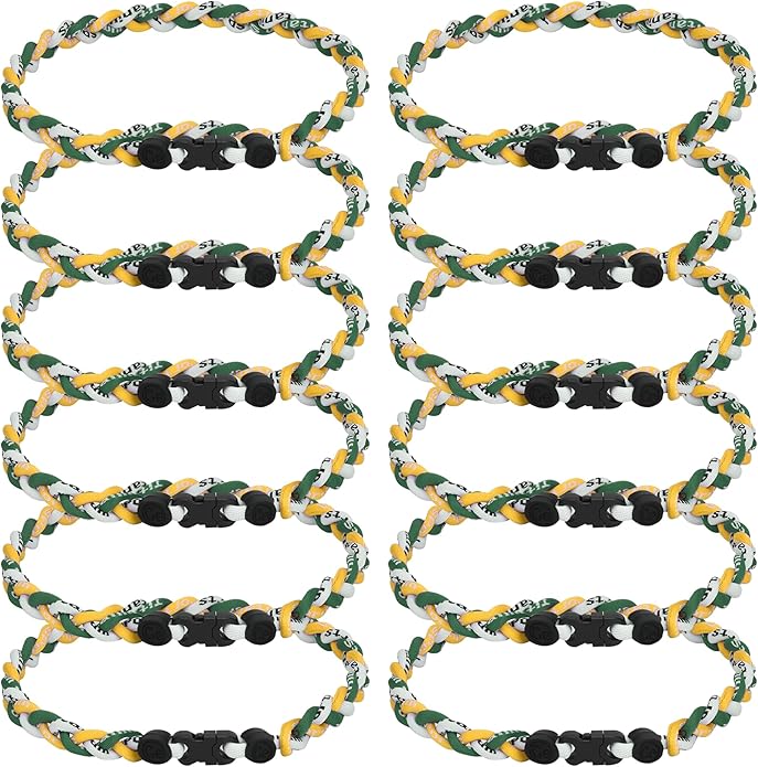 12Pack Baseball Necklaces for Boys, 18inches Braided Rope Tornado Titanium Sports Necklaces, Ideal for Baseball Team Gifts, Party Favors, Baseball Accessories Drip，Multi-Color