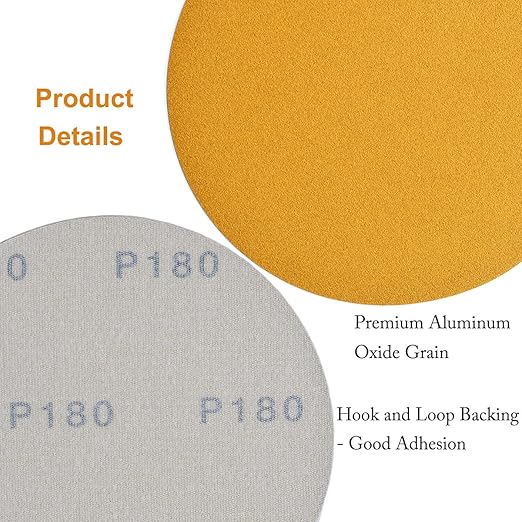 6-Inch No-Hole Hook and Loop Sanding Discs 180-Grit, Random Orbital Sandpaper - Image 5