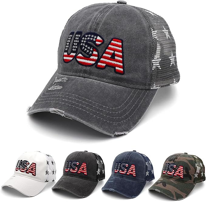 4th of July Hat 250 Anniversary USA Hat American Flag Trucker hat for Women Men Fourth of July Patriotic Eagles Hat