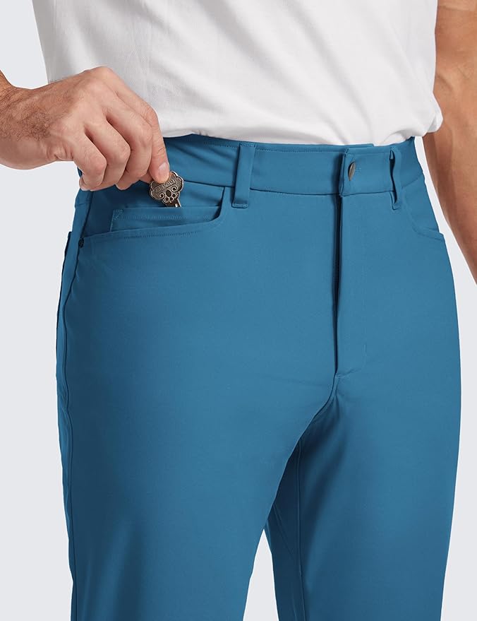 CRZ YOGA All Day Comfy 5-Pocket Golf Pants for Men - 28"/30"/32"/34" Quick Dry Lightweight Casual Work Stretch Trousers