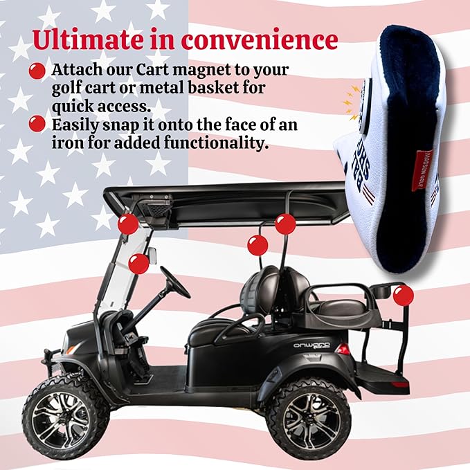 The Original USA Funny Golf Head Covers Trump Bad Shot Driver Fairway Wood Putter Headcover with Madson Golf Cart Magnet for securing Golf Head Cover, Donald Trump Merchandise, Dad Gifts for Birthday