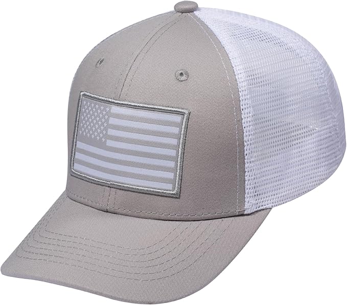 American Flag Trucker Hat, Patriotic Baseball Cap for Men & Women, Breathable Mesh Adjustable Snapback, USA Flag Patch