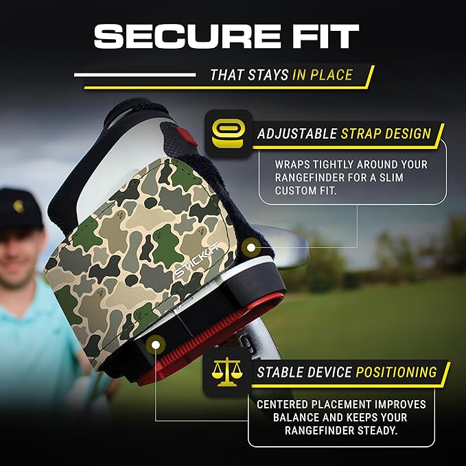 STICKIT Magnetic Rangefinder Strap | Strong Magnet Securely Holds to Golf Carts and Golf Clubs for Easy Access | Slim, Form Fitting, Size Adjustable