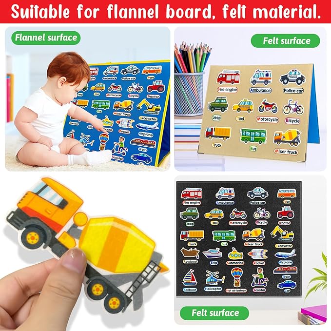 Felt Transportation Vehicles Learning Pieces, 48 Felt Flannel Board Pieces - Image 3