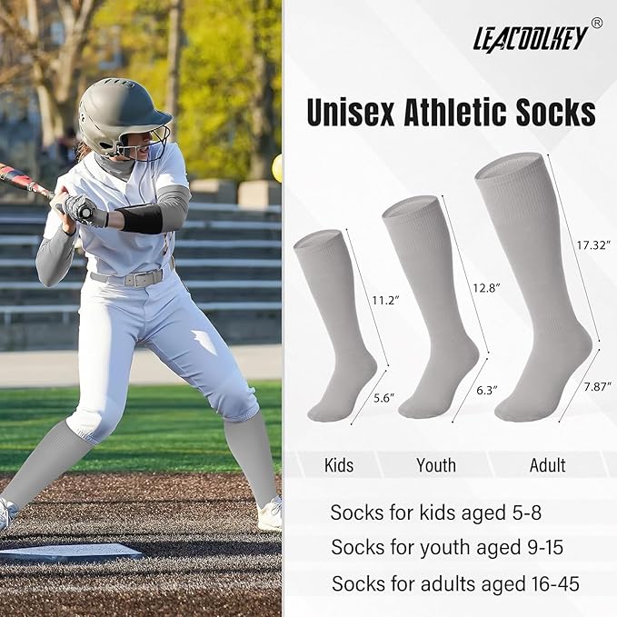 LEACOOLKEY Baseball Belt and Socks Combo Set Adjustable Softball Socks and Elastic Belt for Youth and Adult