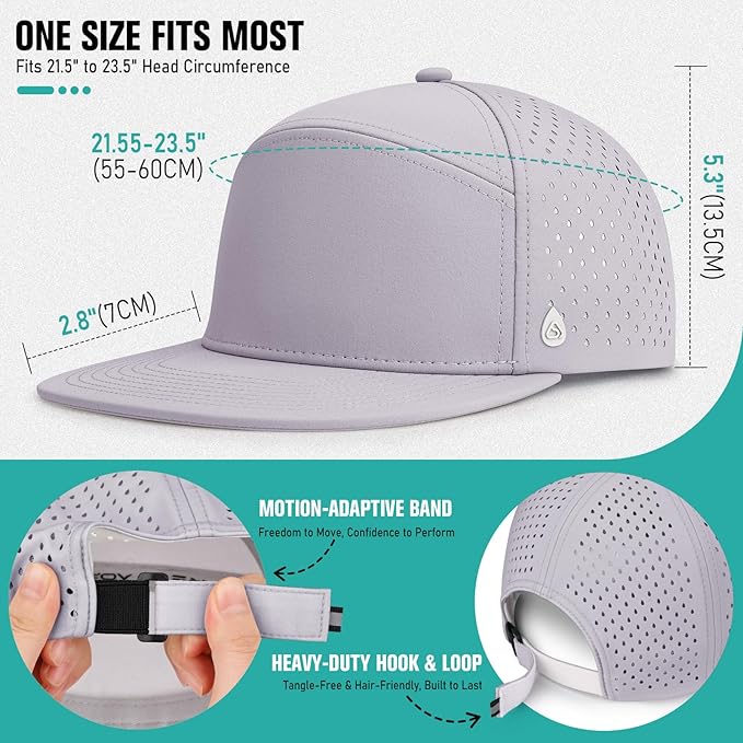 AOPREL Flat Brim Baseball Cap for Men Adjustable Water-Resistant Performance Hat with Breathable Laser Perforated