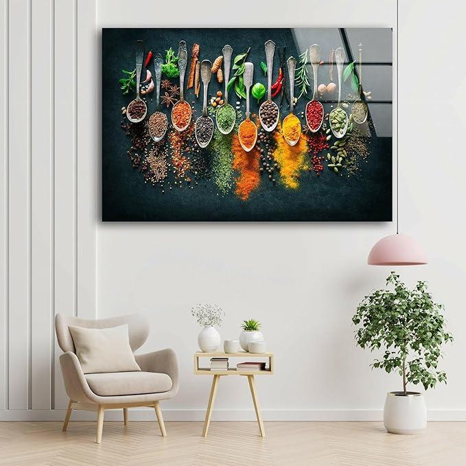 My Photostation.com 60WX40H'' Spoon Spices Glass Wall ArtTempered Glass - Image 8