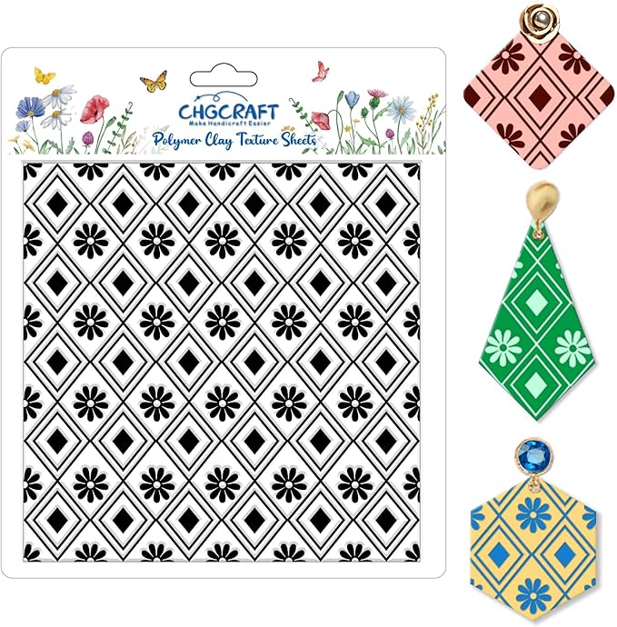 CHGCRAFT Plaid Pattern Polymer Clay Texture Sheets Rhombus Style Silicone by chgcraft