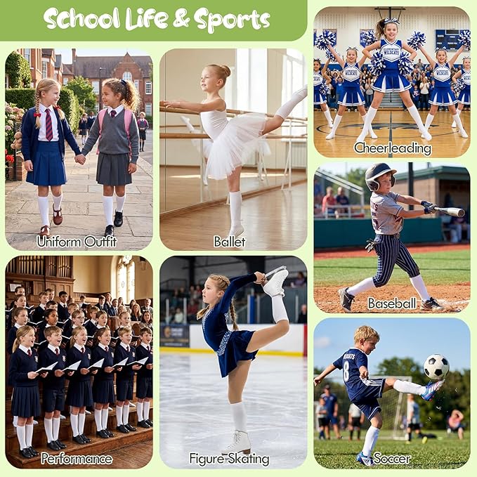 American Trends 2 Pairs Baseball Soccer Socks Youth Boy Girl Kids Toddler Softball Football Tball Socks Knee High Accessories