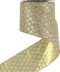 HUIHUANG Champagne Gold Christmas Ribbon 4 inch Glitter Wired Ribbon Diamond by HUIHUANG