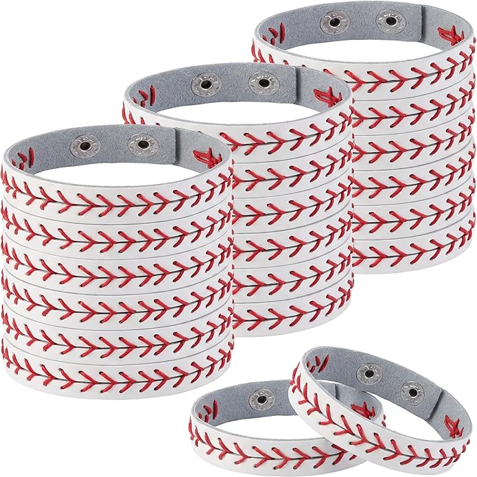 Retrowavy Genuine Leather Baseball Bracelet Baseball Party Favors Gifts Sport Wristbands Team Theme Birthday Gift for Teens