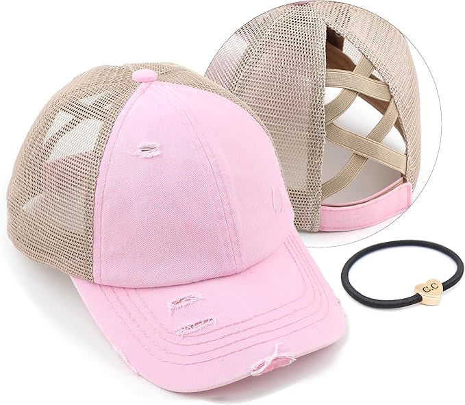 C.C Ponycap Messy High Bun Ponytail Adjustable Glitter Mesh Trucker Baseball Cap