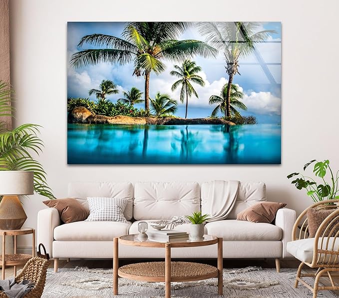 My Photostation.com 28Wx18H'' Island & Blue Sea Glass Wall ArtTempered Glass - Image 6