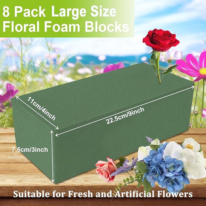 Acrux7 8 Pack Floral Foam Blocks 9x4.3x3 Inch Florist Foam Bricks - Image 2