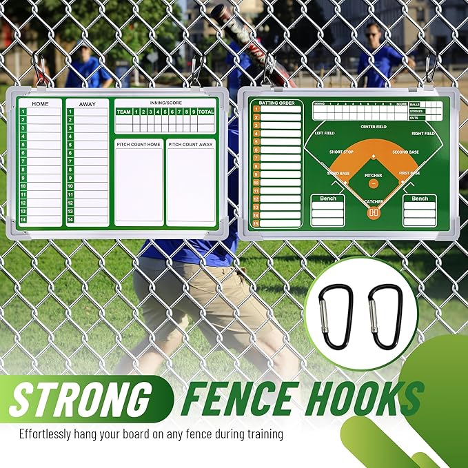 ZPU Magnetic Baseball Lineup Board for Dugout, Baseball/Softball Clipboard for Coaches, Baseball Coaching Board with Dry Erase, Marker pens, Magnets & Storage Bag