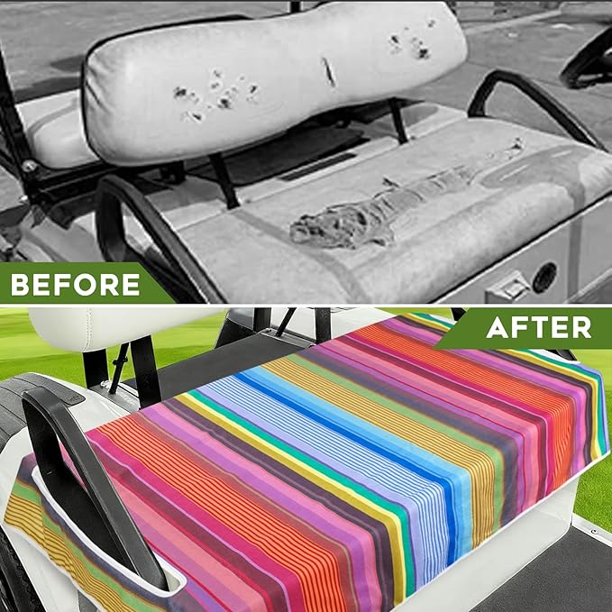 Golf Cart Seat Covers Club Car Golf Cart Accessories for Men Women Golf Carts Seat Towel Blanket 2-Seat Golf Cart Decorations