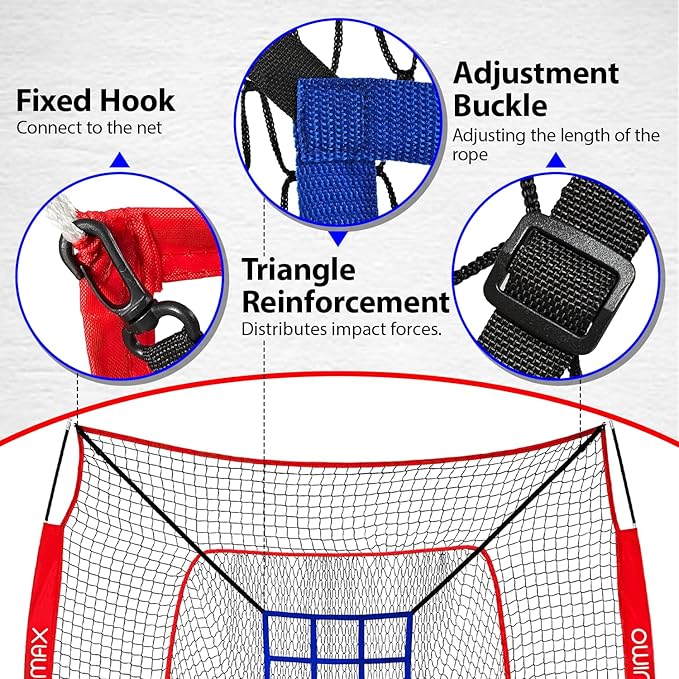 7x7 ft Baseball Softball Practice Net with The Detachable Bow Frame for Batting, Hitting, Pitching, Portable Baseball Practice Net with Carry Bag, Great for All Levels