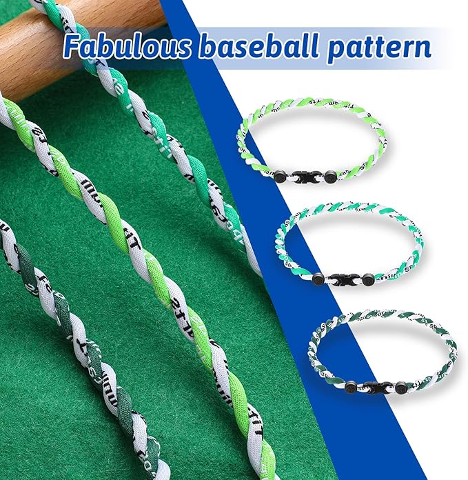 Junkin Baseball Necklaces Three Braided Rope Titanium Necklace for Fans Team Gifts Boys Men Player Softball Sports