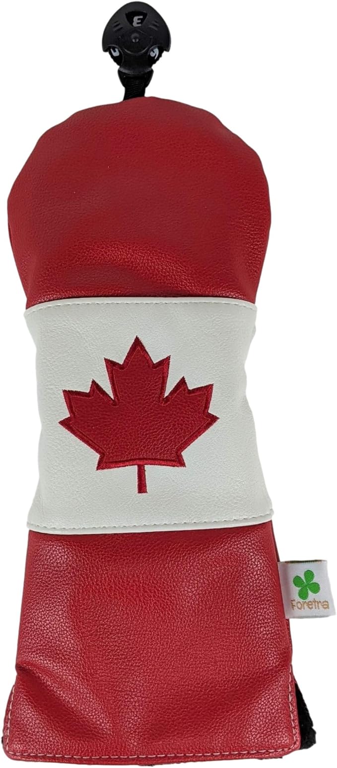 Foretra Driver Headcover Golf Club Covers Blade Mallet Putter Cover Alignment Stick Holder Hybrid Fairway Wood Head Cover Canada Flag Style Novelty Golf Accessories for Most Brands