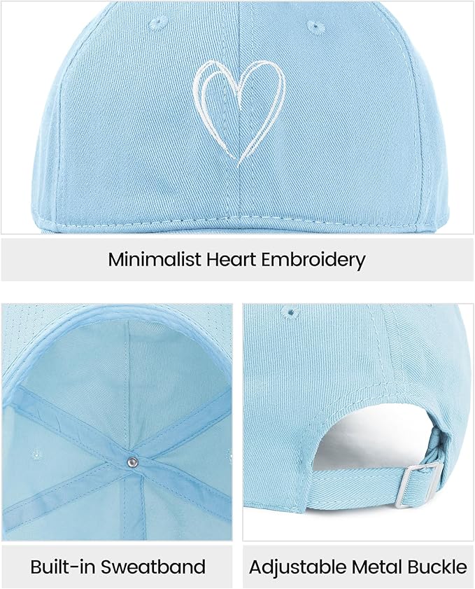 American Trends Womens Baseball Caps Cute Heart Dad Hat, Adjustable Cotton Unisex Cap for Workout, Golf & Everyday Wear