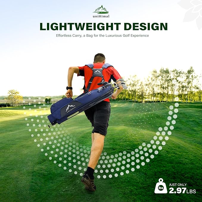 UNIHIMAL Par 3 Golf Bag Small Lightweight with Dual Shoulder Straps – Pitch n Putt Golf Bag Easy to Carry and Durable for Men/Women– 31.5 inches Tall