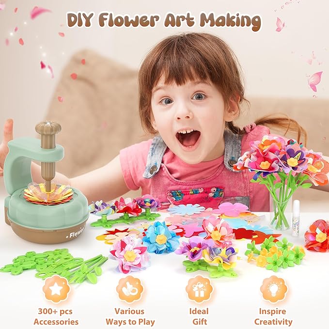 GirlsHome 300+PCS Fabric Flower Bouquets Toys, DIY Flower Crafts Kits - Image 7