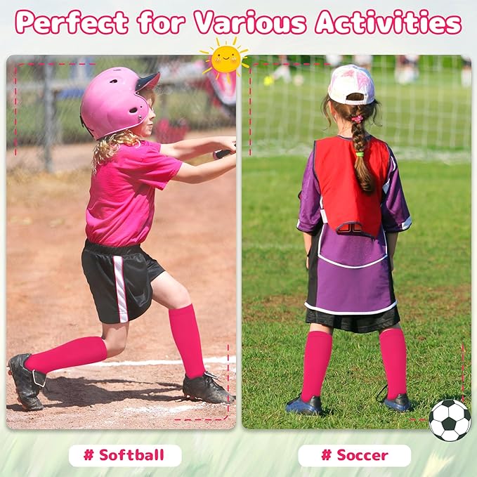 Olreco Toddler Soccer Socks Kids Baseball Socks Youth Softball Sock for Girls Boys Football Sock Boys Athletic Accessories