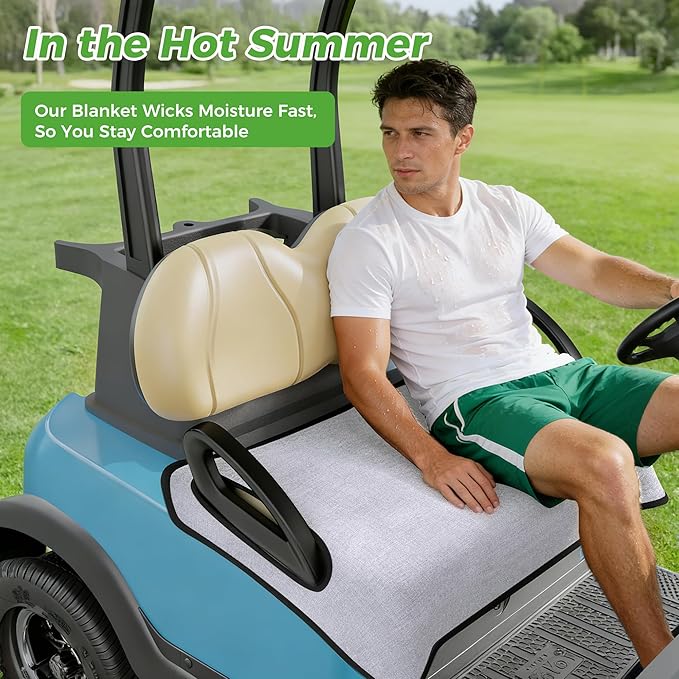 10L0L Universal Golf Cart Seat Covers/Seat Blanket for EZGO TXT/RXV & Club Car DS/Precedent, Breathable Seat Towel/Seat Cushions with Non-Slip Backing, All-Season Comfort (Not for Yamaha)