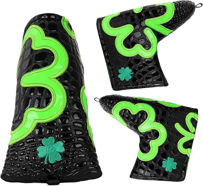 Craftsman Golf Green Lucky Clover Driver Wood Hybrid Headcover Blade Mallet Putter Cover for Scotty Cameron Taylormade Odyssey Also for Custom Version with Your Name Stitched