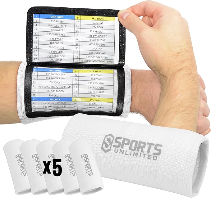 Sports Unlimited Youth Triple Wrist Coach, Football Wristbands for Plays, Baseball Wristbands, QB Arm Bands