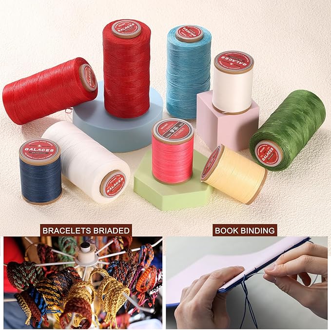 uxcell Flat Leather Sewing Waxed Thread, 140m / 153 Yards Polyester Wax String - Image 6