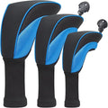 Golf Club Head Covers for Woods 3/4/5/6 Pieces Long Neck Mesh Sports Golf Club Headcovers Set with Interchangeable No. Tags 3 4 5 6 7 X Golf Accessories for Men Women