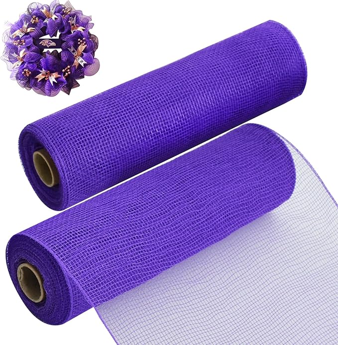 TONIFUL 2 Rolls 10 Inch Purple Decorative Mesh Ribbbon Rolls, Fabric Mesh by TONIFUL