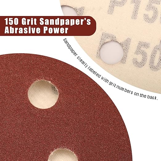 150 Grit 5 Inch Sanding Discs Hook and Loop Sandpaper - Image 2