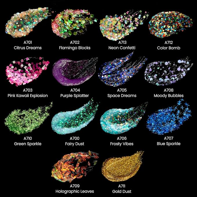 ARTEZA Glitter Acrylic Paint, 14 Iridescent Colors, 2 fl oz Bottles, - Image 3