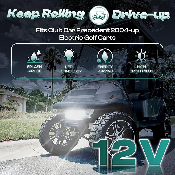DRIVE UP Club Car Precedent Led Head Light with Bumper Replacement for 2004-UP Electric Golf Carts