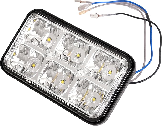 ALMULOO Golf Cart Headlight Clear LED Lens Compatible with 1996-Up EZGO ST350 & 1980-1994 EZGO Marathon/EZGO Workhorse Models Golf Cart Plastic Headlight Chrome Housing