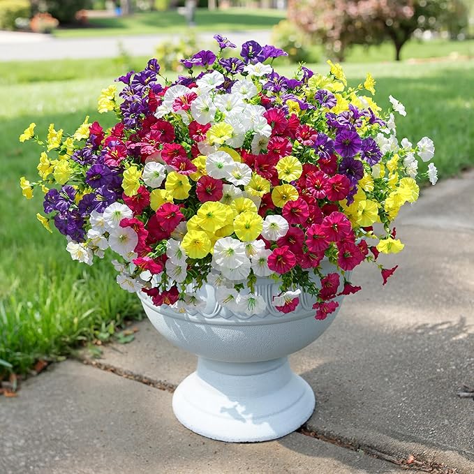 Artificial Flowers Fake Plants for Outdoors Decoration, 12 Bundles Silk Morning - Image 9