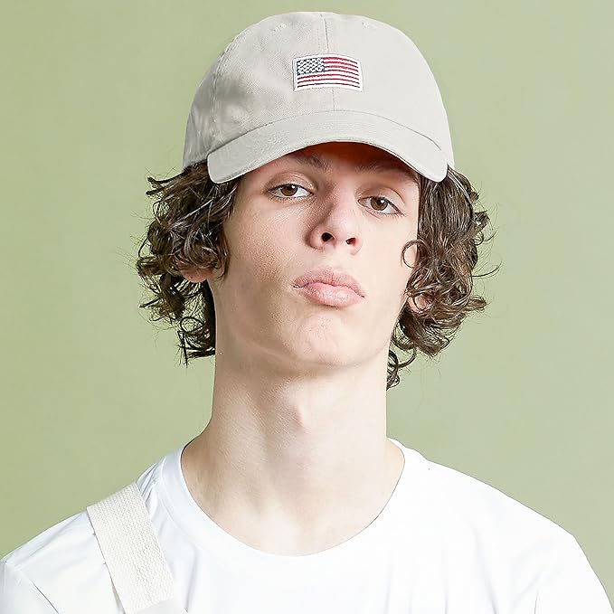 USA Flag & Embroidery Premium 100% Cotton Low Profile Adjustable Baseball Dad Cap
