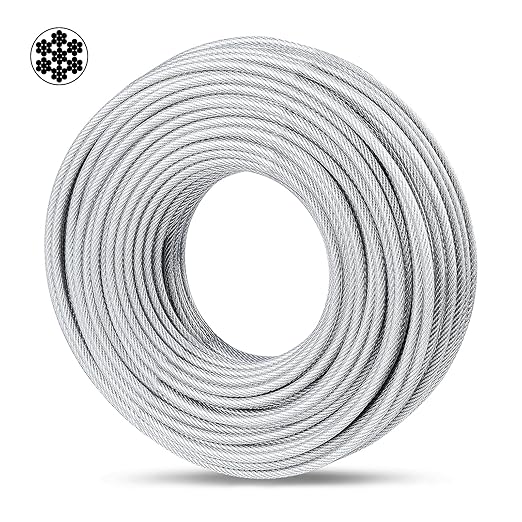 3/16" Wire Rope, 100Ft PVC Coated Steel Cable 7×7 Strand Core, Ideal Cable by hannger