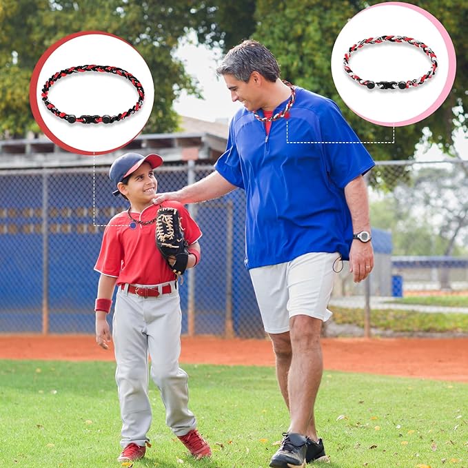 Junkin Baseball Necklaces Three Braided Rope Titanium Necklace for Fans Team Gifts Boys Men Player Softball Sports