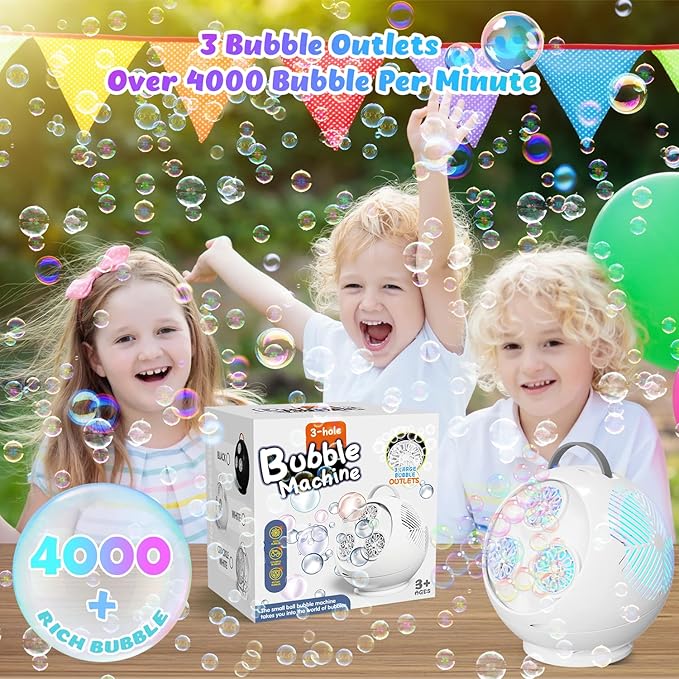 Bubble Machine for Kids Toddlers, 45°/360° Auto Rotatable Spherical Bubble - Image 4