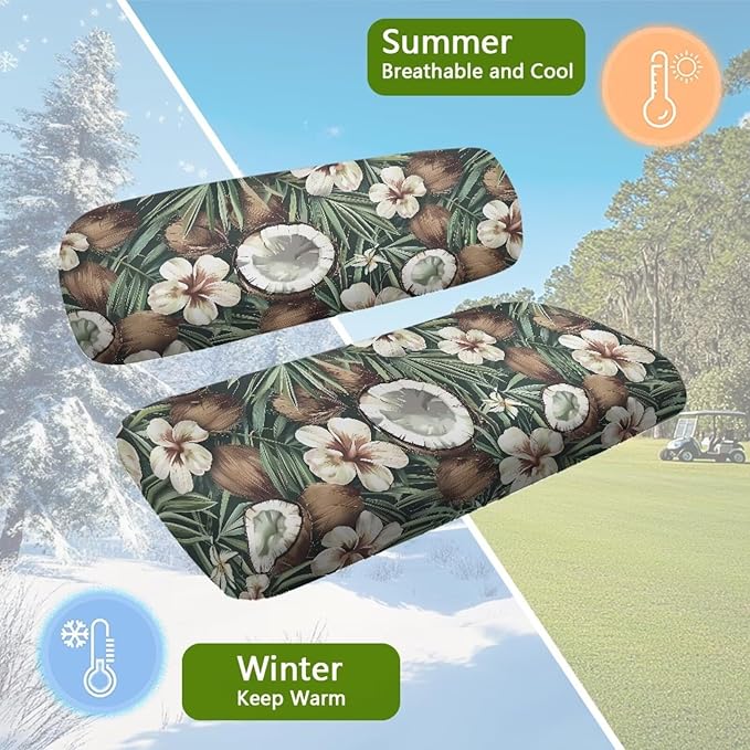 Yewatlles Tropical Coconut Golf Cart Seat Cover, Golf Cart Seat Towel Blanket Suitable for All 2-Seater Carts, Golf Cart Seat Towel Golf Cart Seat The Seat Clean