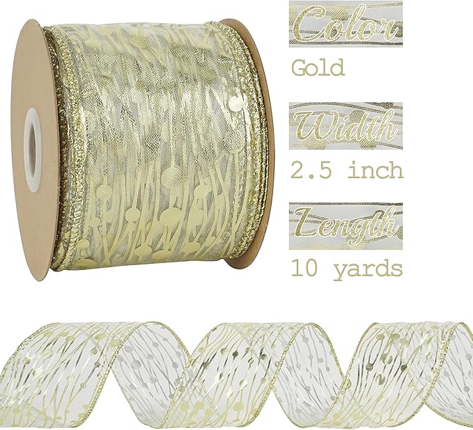 MEEDEE Gold Wired Ribbon - Image 2