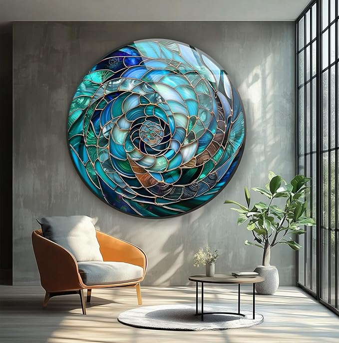 My Photostation.com 10'' Diameter Ocean Vortex Spiral Round Glass Wall Art by MyPhotostation